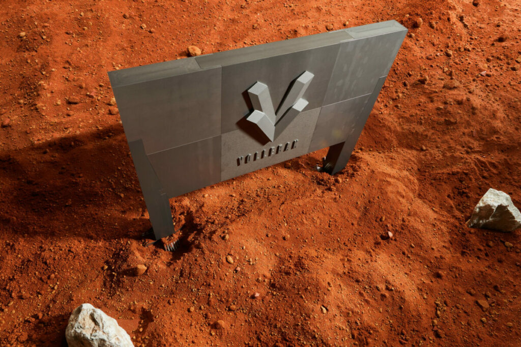 Clothes 'from the future' brand - Vollebak - has created the first-ever billboard for Mars in a bid to promote its new three-dimensional logo.