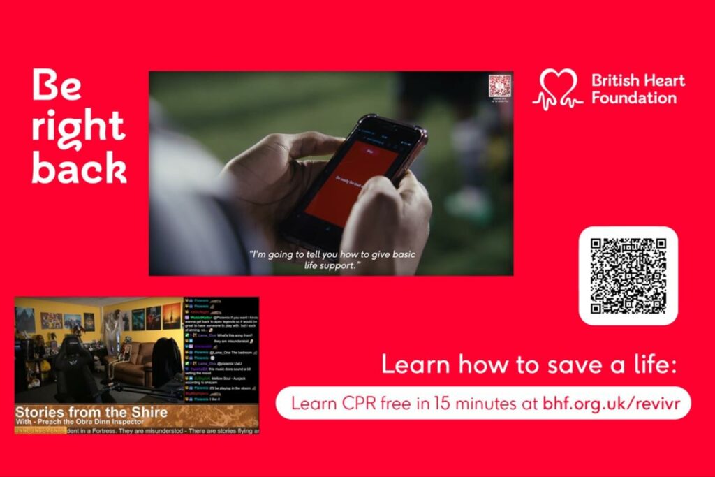 The British Heart Foundation (BHF) has 'flatlined' live Twitch streams as part of a new campaign to increase awareness of cardiac arrests.