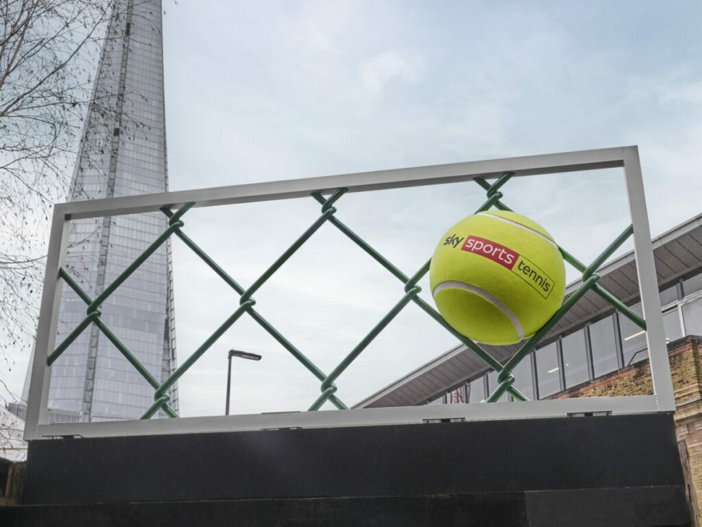 Sky Sports is promoting the launch of its new dedicated tennis channel with a series of vibrant, 3D out-of-home activations at key London sites.