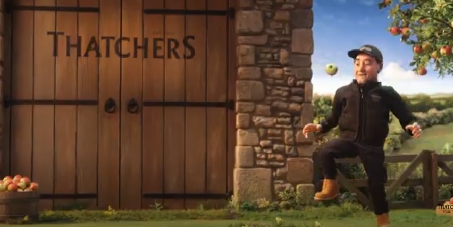 Cider maker plays football with an apple. Thatchers Cider has tapped into the tense climax of the Premier League season for its latest ad, which sees cider makers try their hand at football and cricket.
