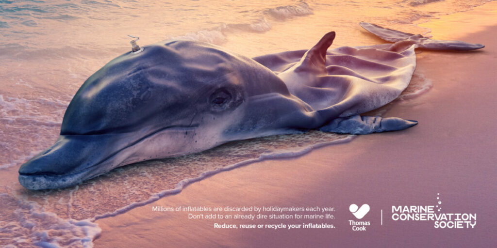 Thomas Cook and Marine Conservation Society show deflated and marooned animals to highlight the effect of inflatables being left behind.