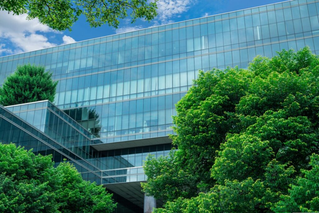 Image of sustainable building. The IPA's new four-step model highlights how agencies can create ambitions, build an environment for sustainability-focused change and take action.