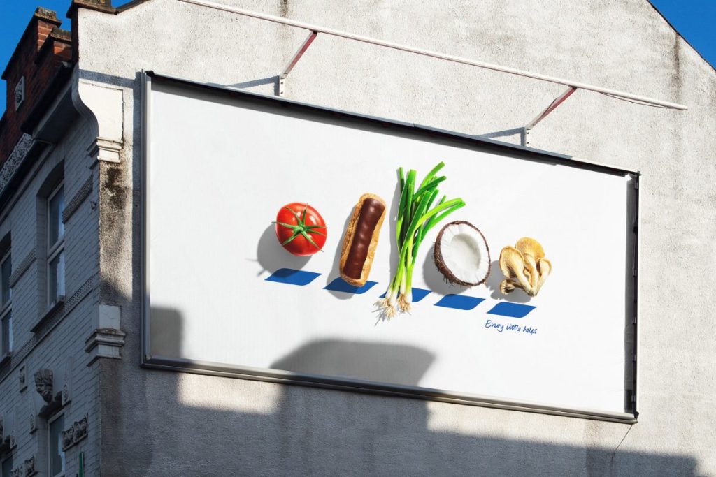 Tesco has replaced its famous logo with fresh produce in a bid to showcase how it favours quality in its latest out-of-home advert.